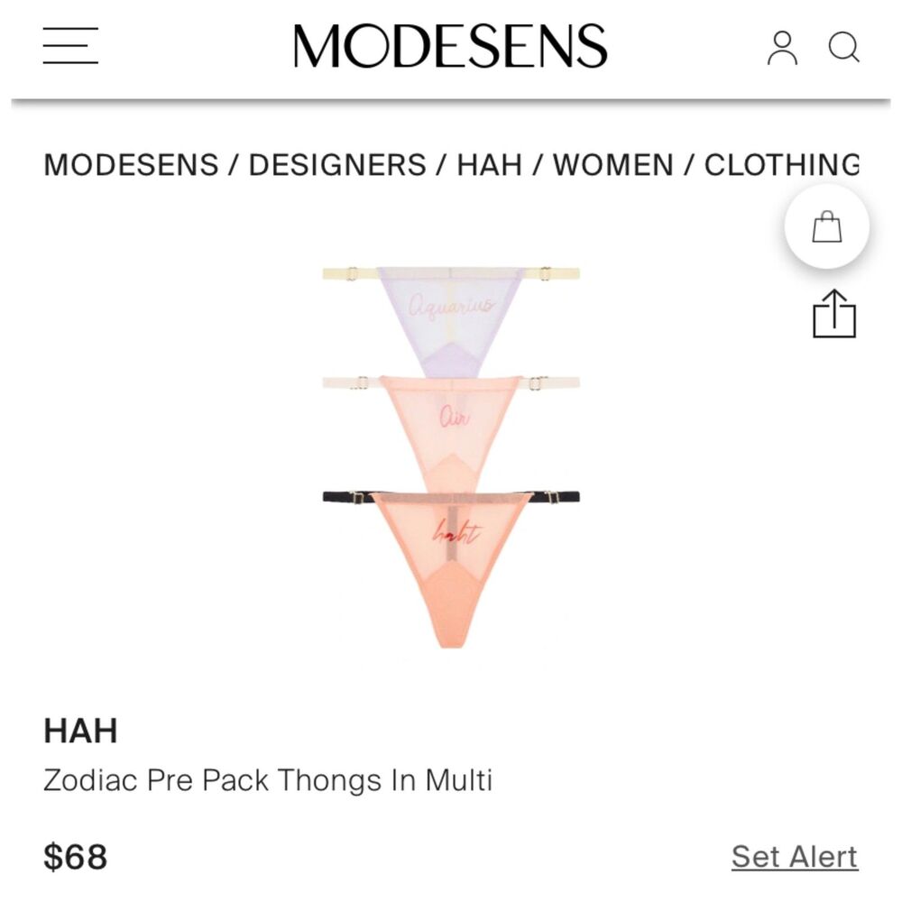 NWT Free People/HAH Zodiac Panty Set of 3 in Capricorn One Size